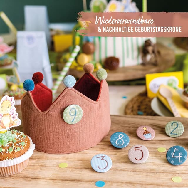 Thumbnail 2 de Papierdrachen Geburtstagskrone Musselin mit Zahlen