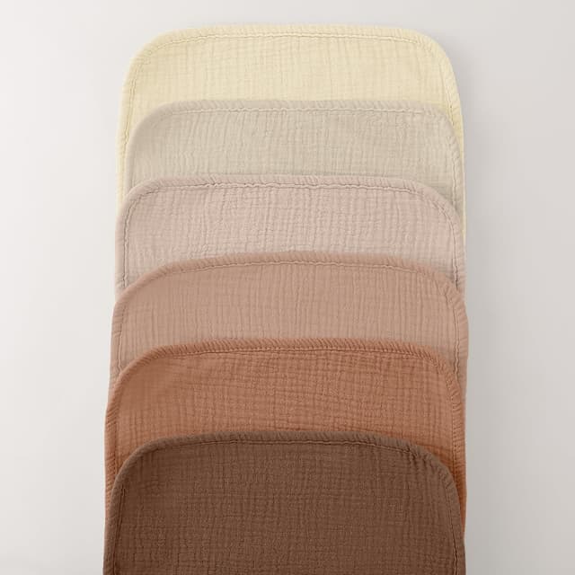 Detalle de Bearmoss Musselin-Spucktücher für Babys (100% Baumwolle), 6er Set 50×25 cm – Gelb/Braun