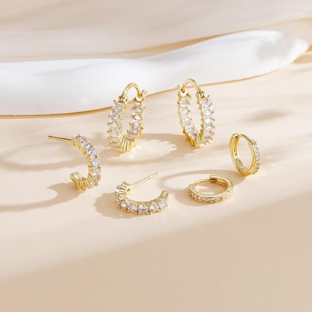 Detalle de Halora 3 Paar Creolen Set aus Silber 925 mit hypoallergenen Eigenschaften (Damen)