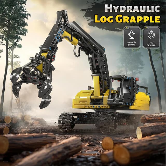 Detalle 2 de Mould King 17077 Technik Pelle chenillée avec pince hydraulique en bois (version statique)