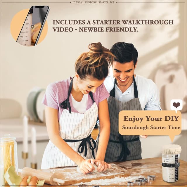 Thumbnail 6 de zunmial Sourdough Starter Jar 680 ml glass kit 🍞