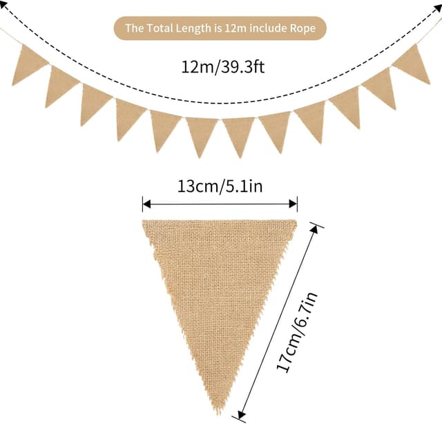 Detalle 2 de JijAcraft Wimpelkette Jute Outdoor Wetterfest 15 m