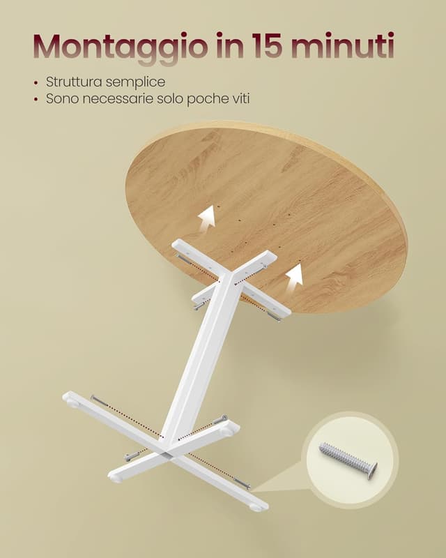 Thumbnail 5 de VASAGLE KDT082Y02 Tavolo rotondo 80 cm