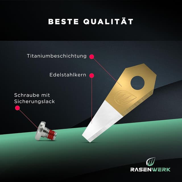 Detalle de RASENWERK Rasenroboter-Messerset (18 Stück) für Bosch Indego – Universal Ersatzklingen mit Titancarbid