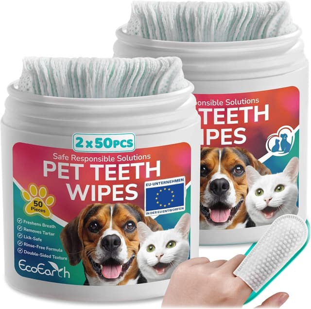 Detalle de EcoEarth Toallitas dentales mascotas 100 uds
