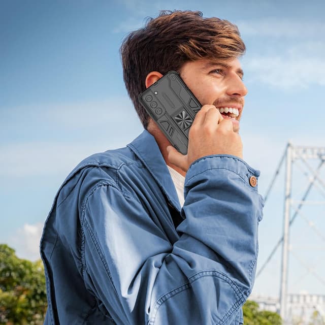 Thumbnail 6 de Btstring Heavy Duty Armour Case for Samsung Galaxy S21 5G with Tempered Glass Screen Protector and Built-in Stand (Black)