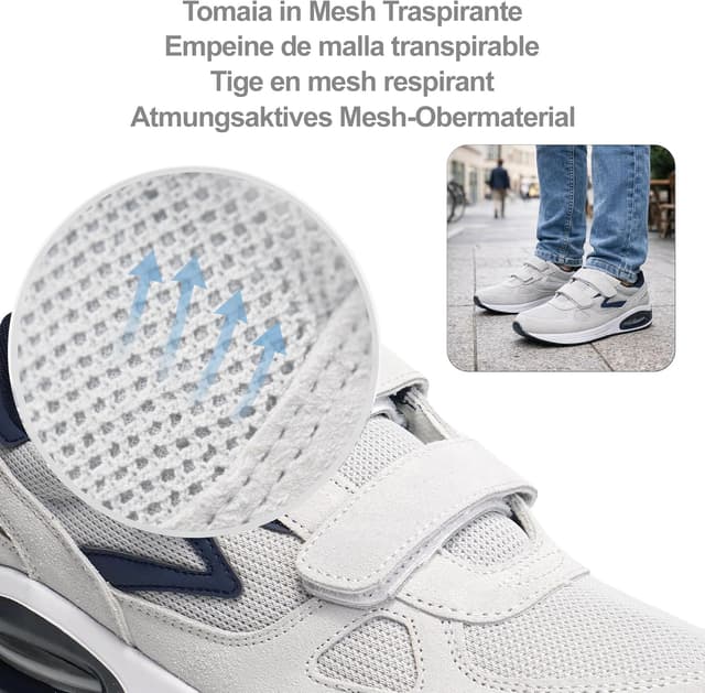 Detalle de STRAPPO SOFT : chaussures homme à scratch mesh respirant, amorti à coussin d’air et semelle antidérapante