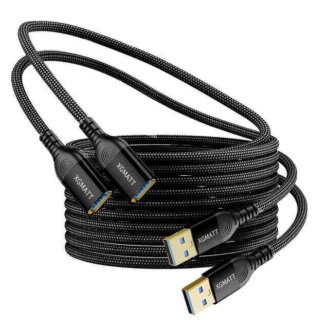 Detalle de XGMATT USB 3.0 Extension Cable (3m, 2-pack) – Type A Male to Female 5Gbps data & sync lead