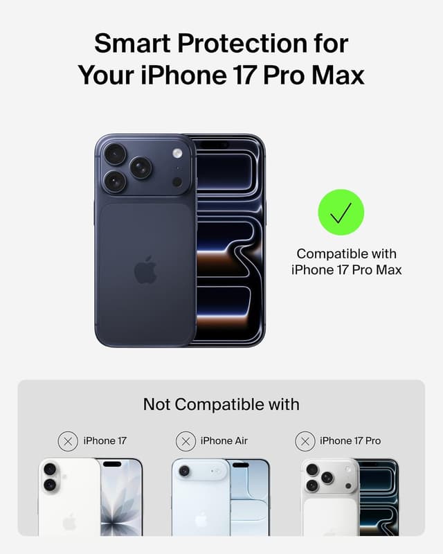 Detalle 2 de Belkin SheerForce Protect MagSafe-Compatible iPhone 17 Pro Max Case (Black) – Slim, Transparent & Shockproof