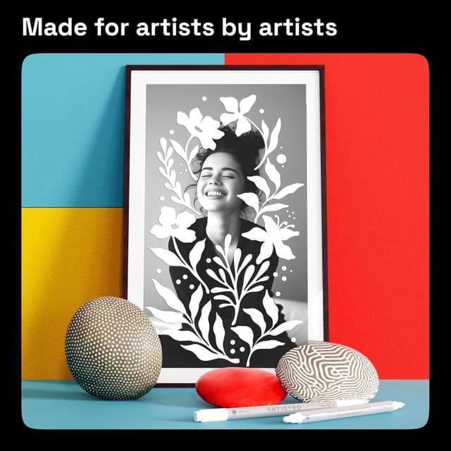 Detalle 2 de Artistro 5 weiße Acrylstifte (Dual Tip Dot & Fein) für Stein, Stoff, Holz, Glas & Deko