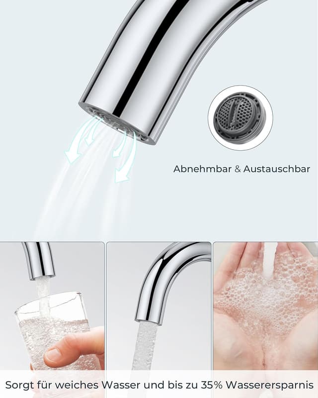 Detalle 2 de FORIOUS FORIOUS Wasserhahn 360° Drehbar Edelstahl