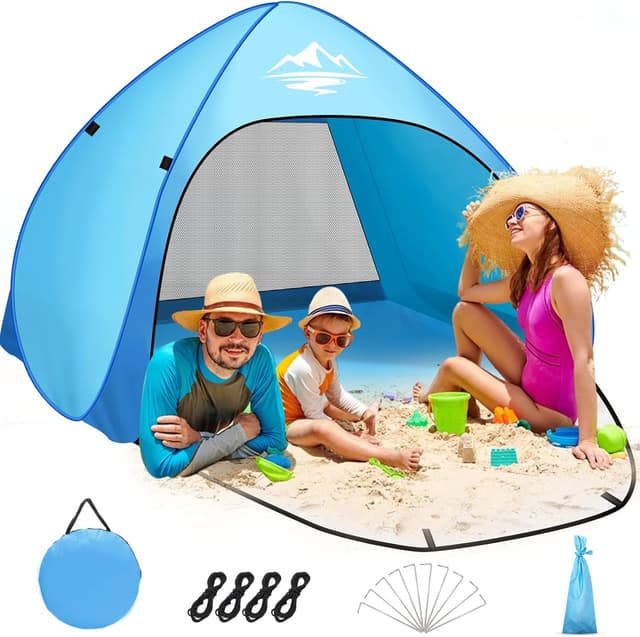 Detalle de Purebox Beach Tent Pop Up for 3–4 Persons with UV Protection & Zipper Door