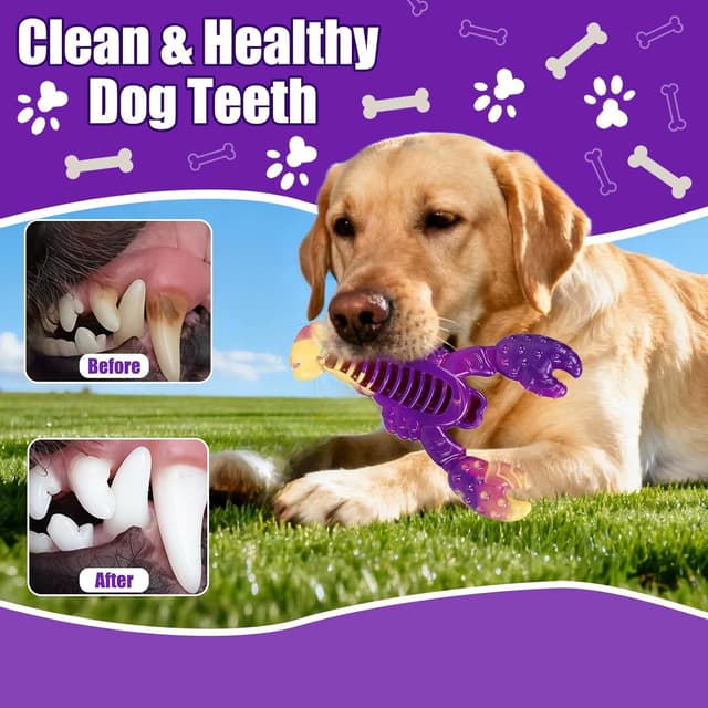 Detalle de Upgwmwap indestructible dog toys for aggressive chewers (Lobster) – heavy-duty nylon chew-proof toy for medium & large dogs