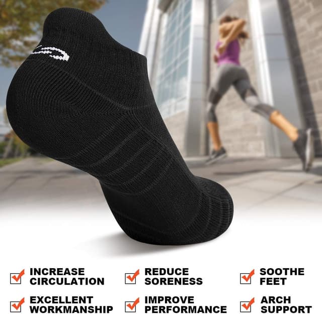 Detalle 2 de Coskefy Thick Cushion Ankle Anti-Blister Running Socks (6 Pairs) – Cotton Trainer Sports Socks