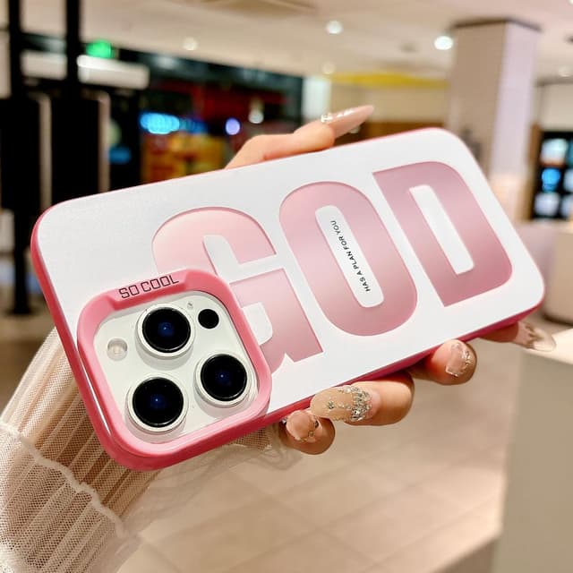 Detalle de HYUEKOKO “God Has a Plan for You” Case for iPhone 12 Pro Max (Pink) — Soft TPU Slim Shockproof Cover