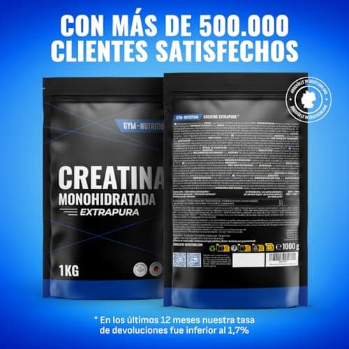 Detalle 2 de Gym Nutrition Creatina Monohidratada 1 kg en polvo sin sabor (100% vegana y de alta pureza)