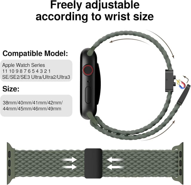 Detalle 2 de Cinturino magnetico in nylon intrecciato Yoohoo per Apple Watch 49/46/45/44/42/41/40/38 mm (Solo Loop)