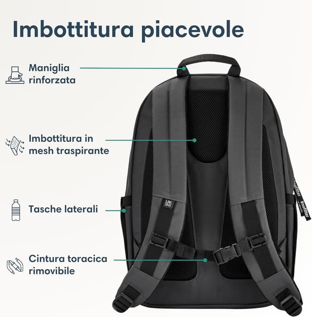 Detalle 2 de LARKSON Zaino scuola grigio 16 pollici