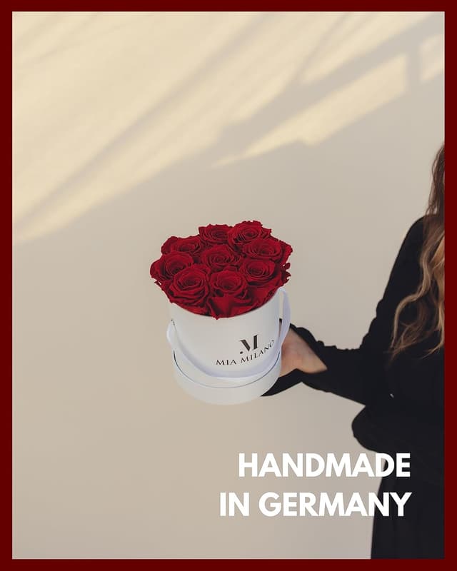 Detalle de Infinity Roses – 3 ans de conservation : 9 vraies roses dans une Flowerbox blanche (fait main en Allemagne)