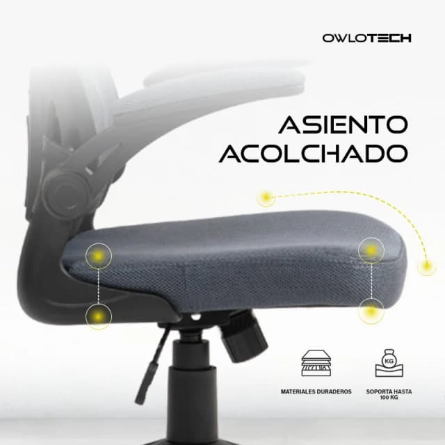 Thumbnail 2 de Owlotech Berkeley Silla Escritorio Ergonómica Gris