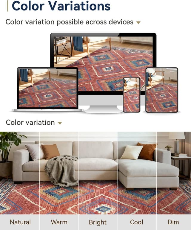 Thumbnail 5 de DEFYNEE Moroccan Washable Area Rug