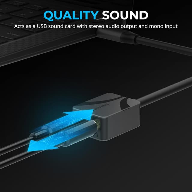Thumbnail 6 de SABRENT USB-C Externe Soundkarte AU-UCMA (24-Bit/96 kHz) – USB Typ-C auf 3,5-mm-Klinke für Stereo-Out & Mikrofon