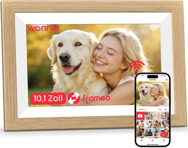 Detalle de Frameo WLAN digitaler Bilderrahmen 10,1 Zoll (HD, 1280×800 IPS) mit 32 GB Speicher und Touchscreen