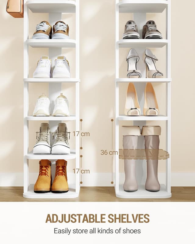 Detalle de Hzuaneri Étagère à chaussures blanche à 10 niveaux (SR21003X) avec crochets