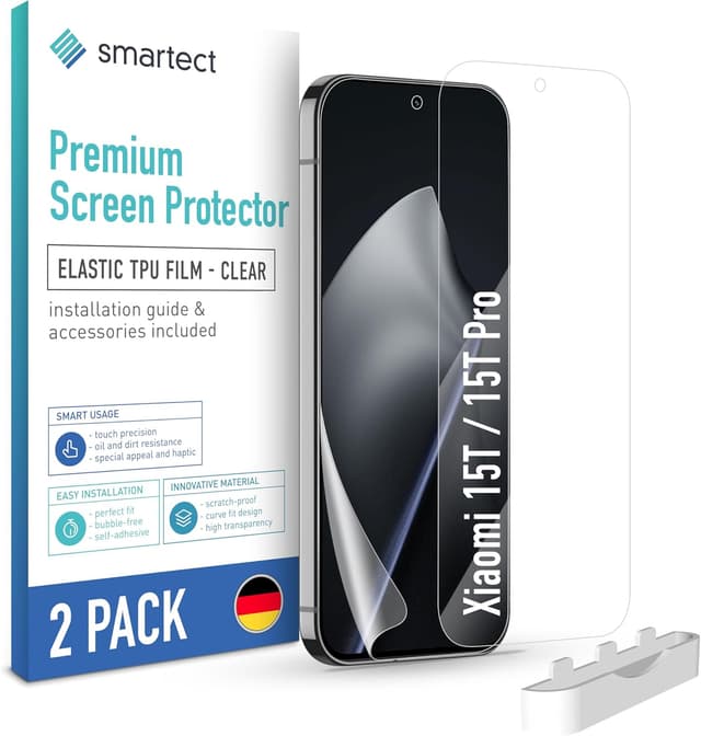 Detalle de smartect TPU pellicola protettiva per Xiaomi 15T / 15T Pro (2 pezzi, trasparente) copertura full screen