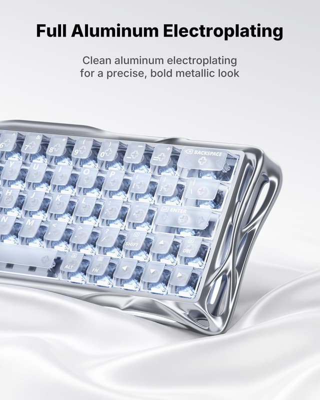 Detalle de GravaStar Mercury V60 Pro 60% Hall-Effect Gaming-Tastatur (V60 Pro) mit 8.000 Hz Rapid Trigger und 0,005 mm Aktivierung, Silver Frost