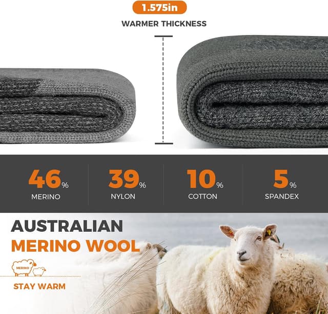 Detalle de Merino Wool Hiking Walking Socks (Men & Women) – Thick Anti-Blister Cushioned Compression, 3 Pairs Unisex