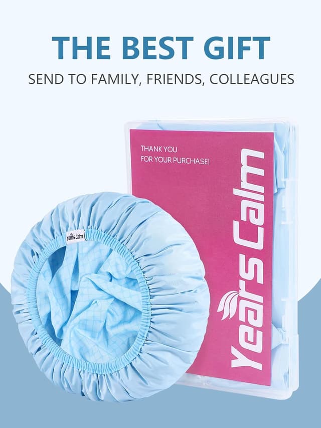 Detalle de Years Calm Duschhaube für Frauen – wiederverwendbar, wasserdicht, extra groß (blau), zweilagig