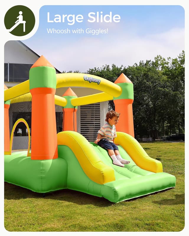 Detalle 2 de Outfunny Indoor Bounce House with Slide 6x6