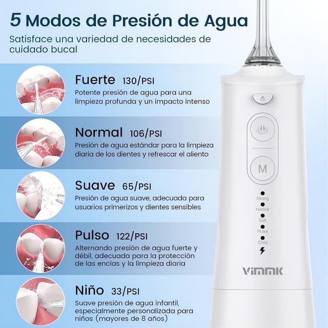 Detalle de Vimmk Professional Munddusche mit 300 ml