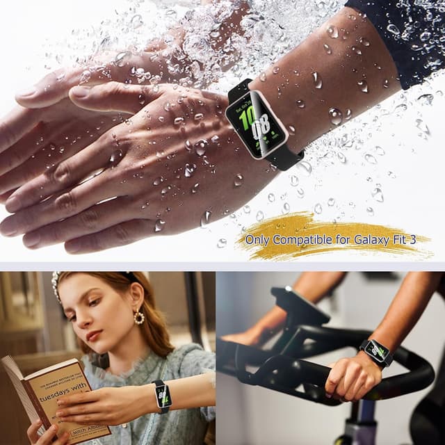 Detalle de KIKISML 2 Pack Hard Case for Samsung Galaxy Fit 3 with tempered glass screen protector (clear/pink)