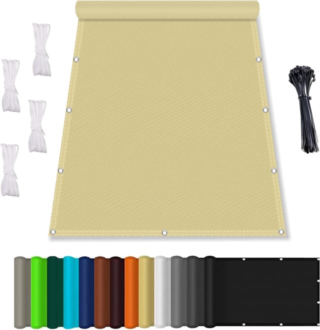 Detalle de Sonnensegel Rechteckig Terrassen-Windschutz mit Seil – wasserdicht, UV-Block 95% (UPF 50+), Sandbeige, 3x3 m