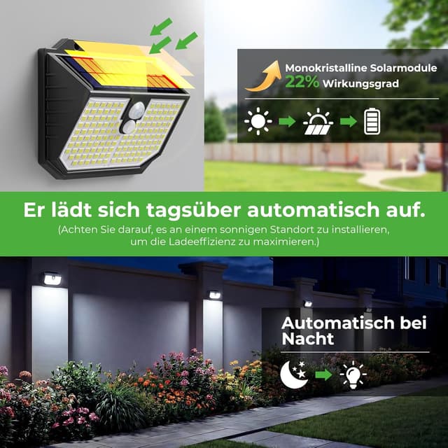 Detalle 2 de nipify Solarlampen für Außen mit Bewegungsmelder 4er Set