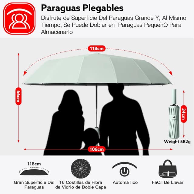 Thumbnail 4 de LENDOO Glegable 16 varillas paraguas 580 g