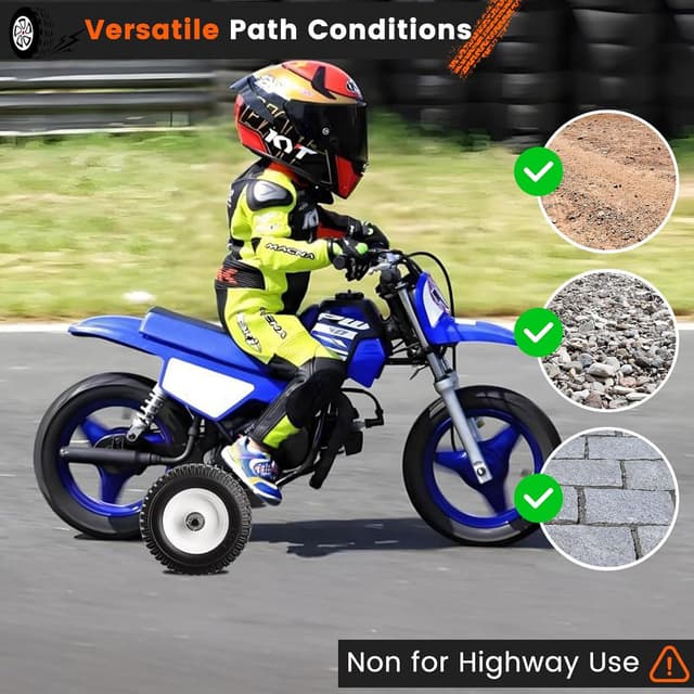 Detalle de Dirt Bike Training Wheels for 50cc Kids Bikes (PW 50, Razor MX125/MX350) – Stainless Steel Stabilizers, Black