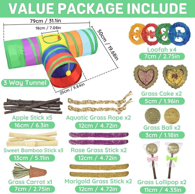 Detalle 2 de Ousiya 26-in-1 natural rabbit toys set