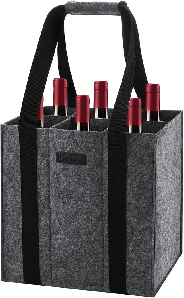 Detalle de Lewooilt Filz-Flaschentasche für 6 Flaschen (1,5 l), 6 Fächer