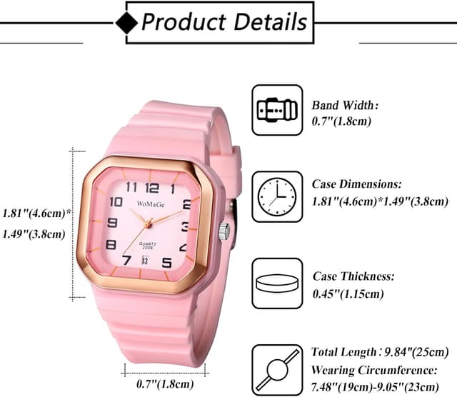 Thumbnail 3 de Avaner Quadratische Sportuhr aus Silikon mit Kalender – Herren & Damen Analog Quarz