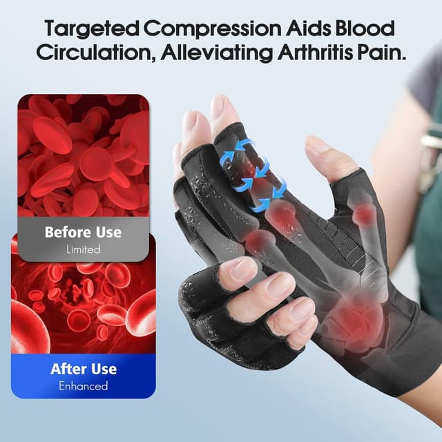 Detalle 2 de Donfri Arthritis Compression Gloves (Fingerless) for joint pain, carpal tunnel & swollen hands