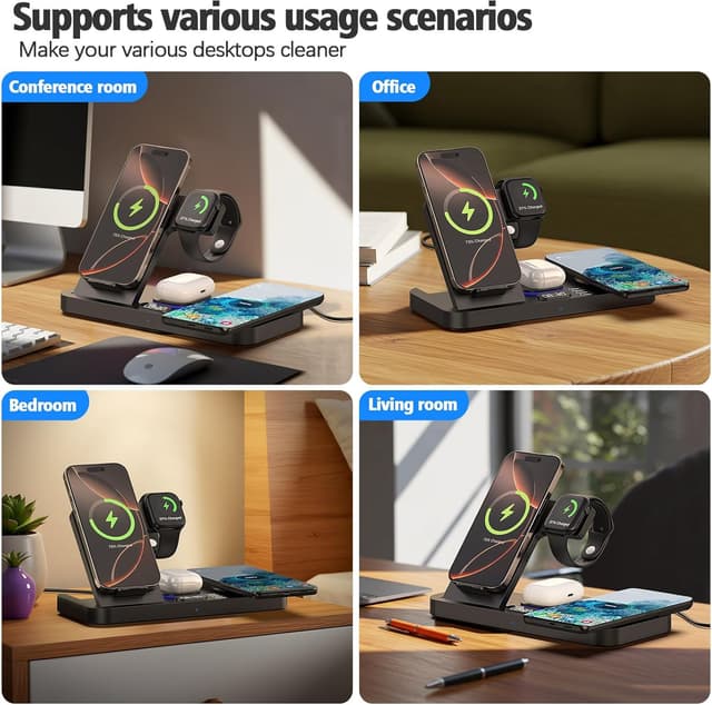 Thumbnail 6 de YiJYi Dual Phone Wireless Charging Station (30W) with Auto-Switch, Clock & Night Light