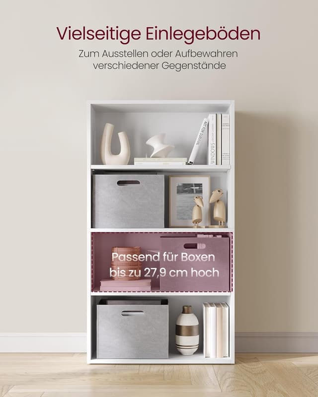 Detalle de VASAGLE Bücherregal LBC164T14 mit 4 Ebenen, verstellbaren Einlegeböden – Standregal für Wohnzimmer, Homeoffice & Schlafzimmer