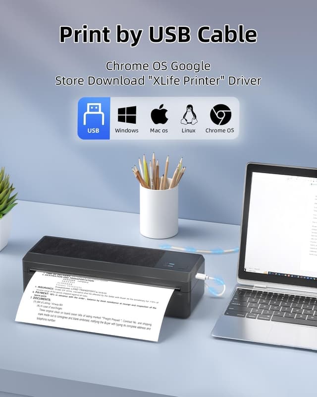 Detalle de BORN4SHIP Thermodrucker A4 (P83) – tragbarer mobiler Bluetooth-Drucker für iOS & Android, auch per USB