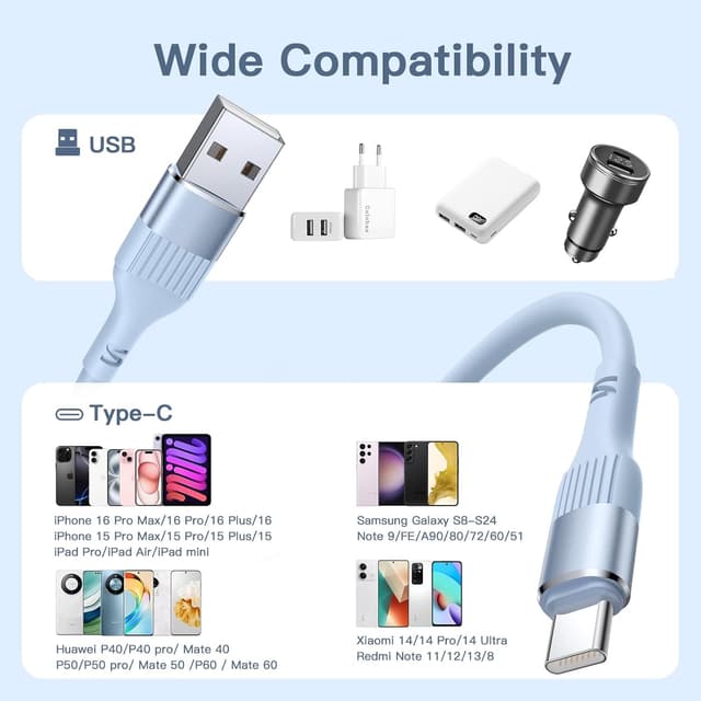 Detalle 1 de Nebite USB-C cable 3m 3 pack fast charge