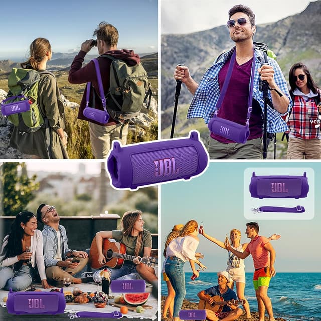 Thumbnail 6 de Khanka silicone protective cover for JBL Flip 7 with detachable shoulder strap (purple) – case only