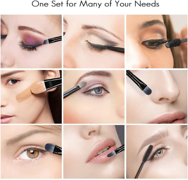 Detalle 2 de AOOWU Set de 20 pinceaux de maquillage noirs (yeux, teint, cernes, lèvres)