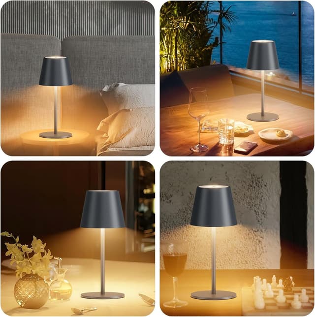 Thumbnail 6 de lundwa dimmbare Akku-Tischleuchten (2er-Set) 26 cm, 5000 mAh, 3 W, 3000 K, IP54 – Anthrazit